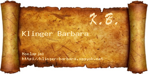 Klinger Barbara névjegykártya